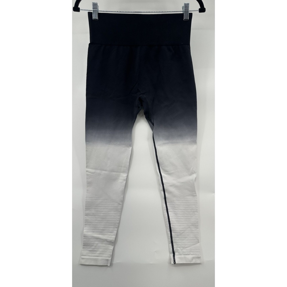 Zyia Active Black & White Ombre Leggings Size Large Women's Yoga Athletic Gym